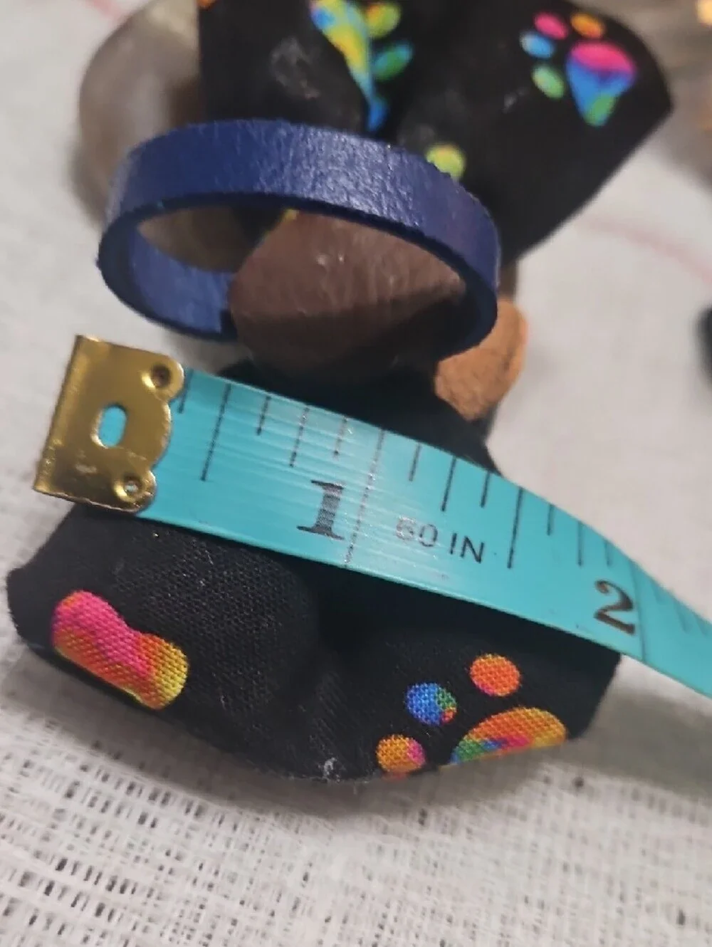 Handmade Black Dog Collar Bow Tie Neon Paw Prints Black Button NEW